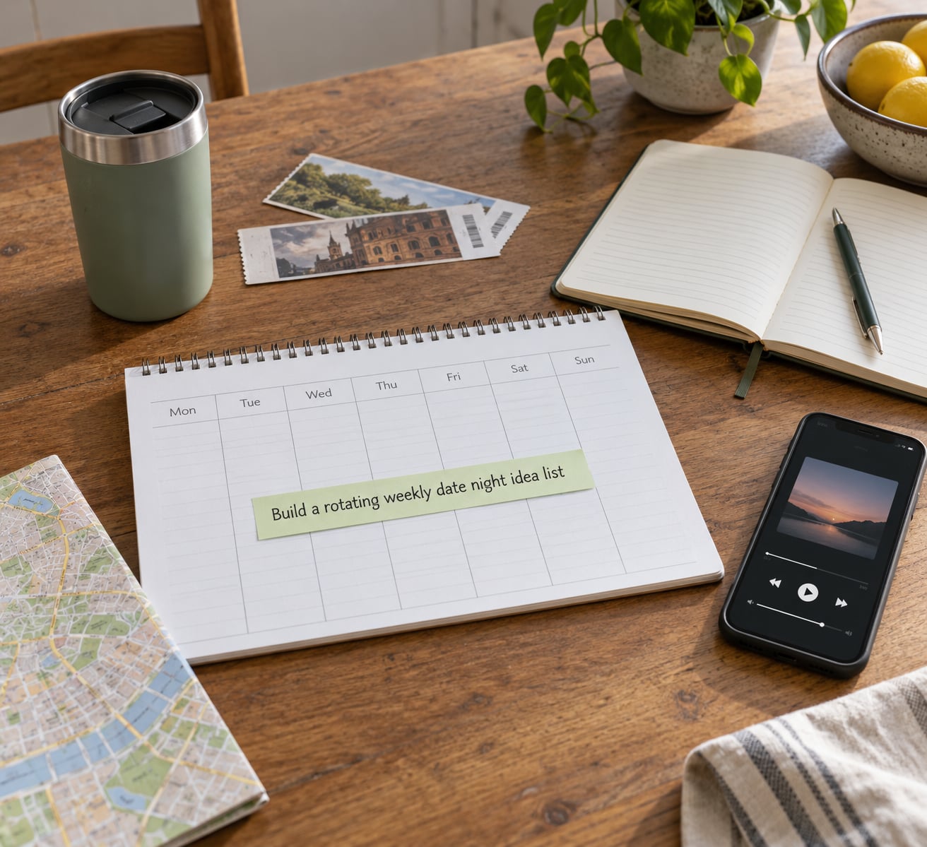 Build a rotating weekly date night idea list